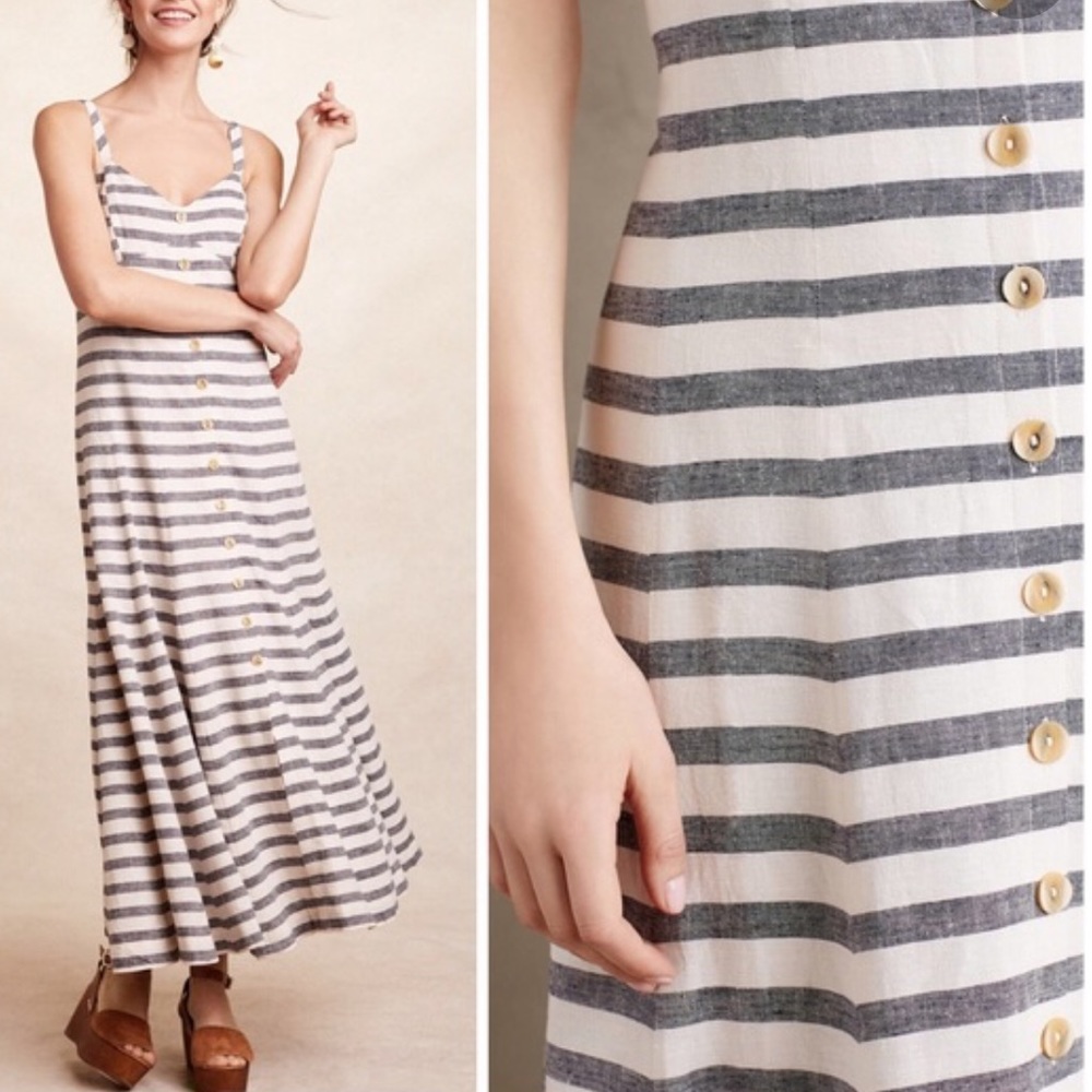 Anthropologie Maeve Linen Striped Dress
